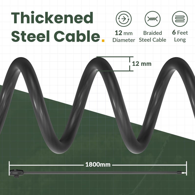 Titanker Bike Lock, Bike Lock Cable 6 Feet Coiled Secure Bicycle Locks with Keys Scooter Locks Bicycle Locker 1/2 Inch Thick Heavy Duty Anti Theft Bike Cable Lock with Mounting Bracket - Image 3